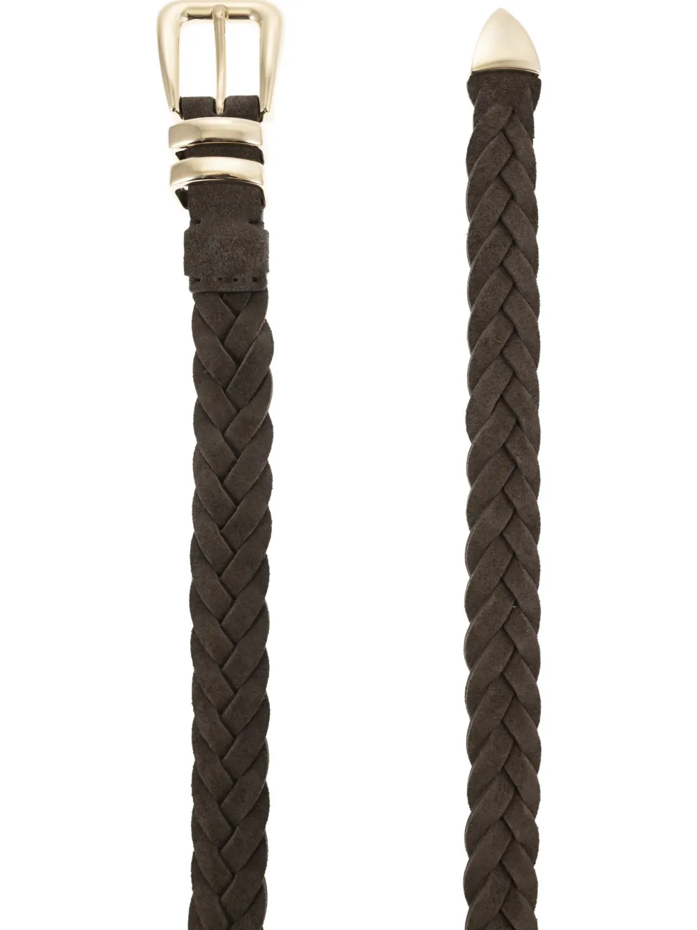 Brunello Cucinelli woven calfskin belt - Bruin