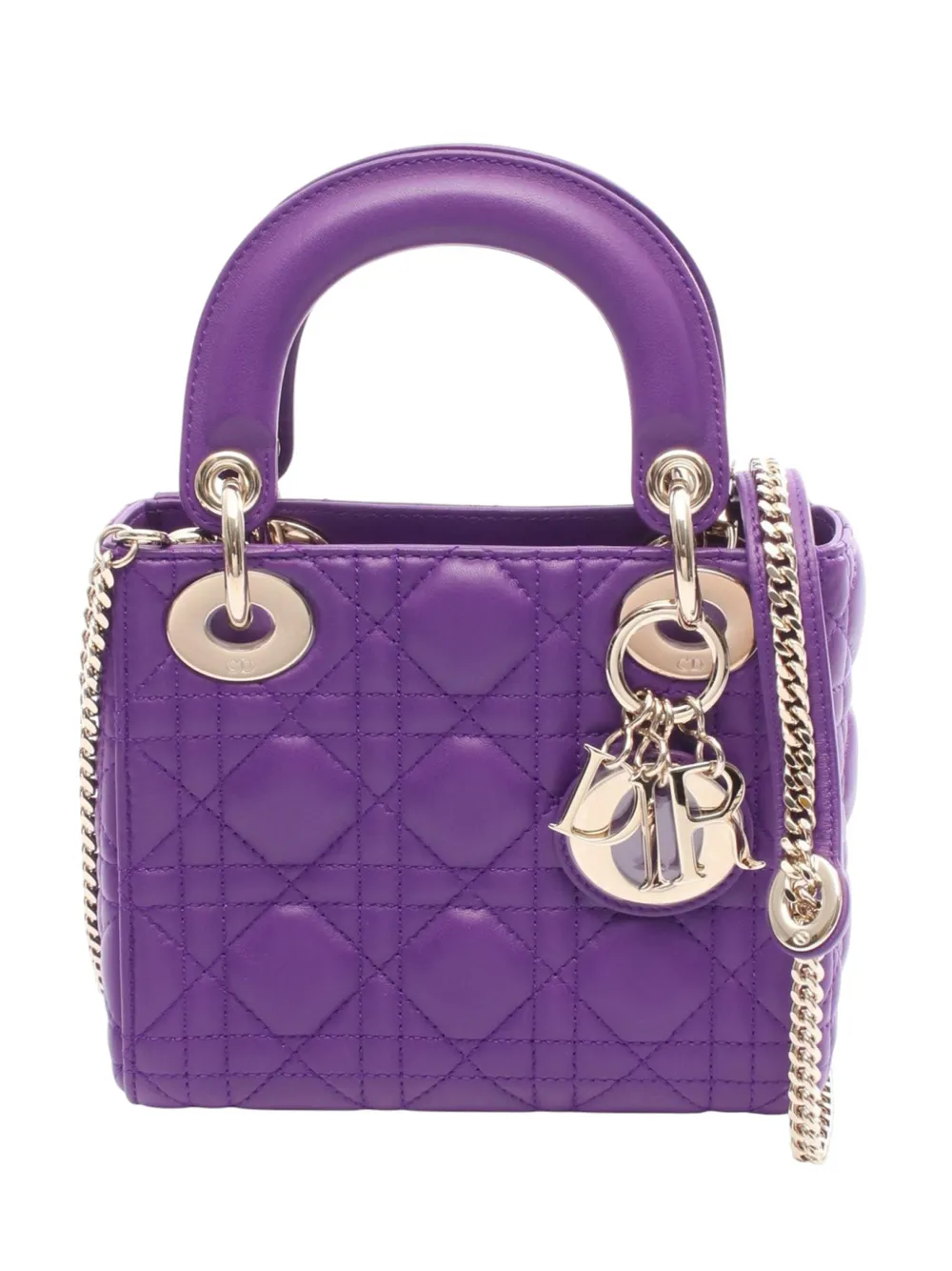 Christian Dior Pre-Owned 2010-2025 Mini Patent Cannage Lady Dior satchel - Viola