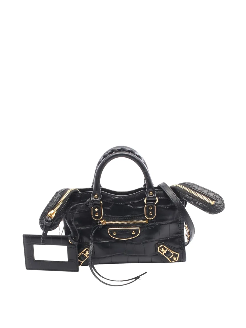 Balenciaga Pre-Owned 2010-2025 Mini Chevre Motocross Classic Metallic Edge City Satchel handbag - Nero