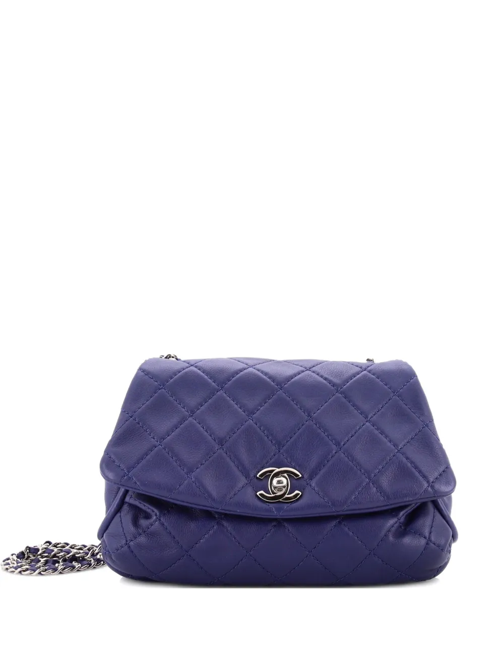 CHANEL Pre-Owned CC Curvy Flap Bag Quilted Calfskin Jumbo shoulder bag - Blu