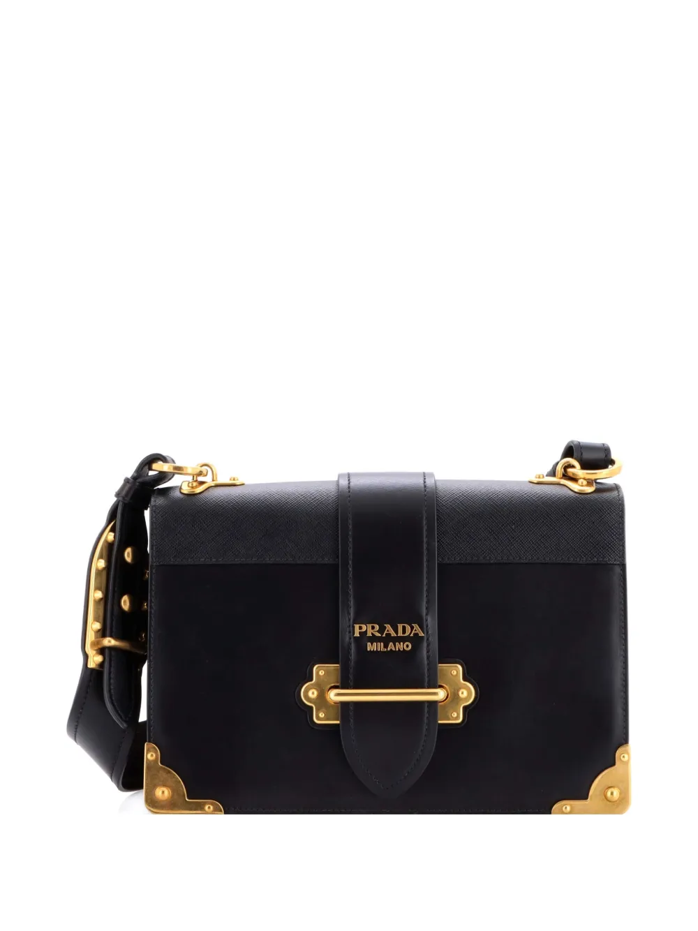 Prada Pre-Owned Borsa a tracolla Cahier grande in pelle e pelle Saffiano - Nero