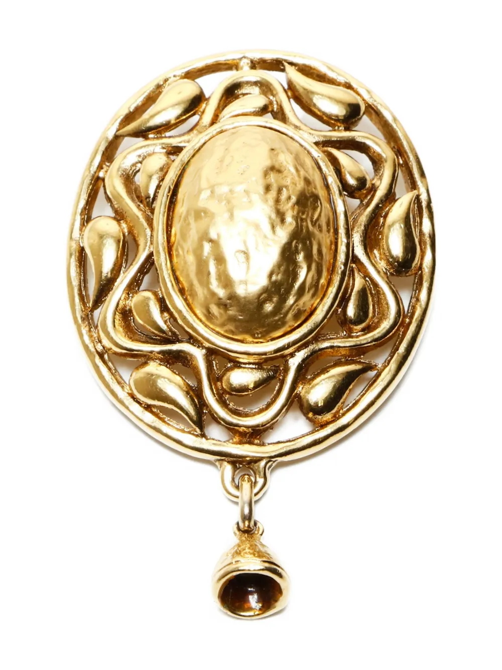 Saint Laurent Pre-Owned 1970s-1990s textured brooch - Gold