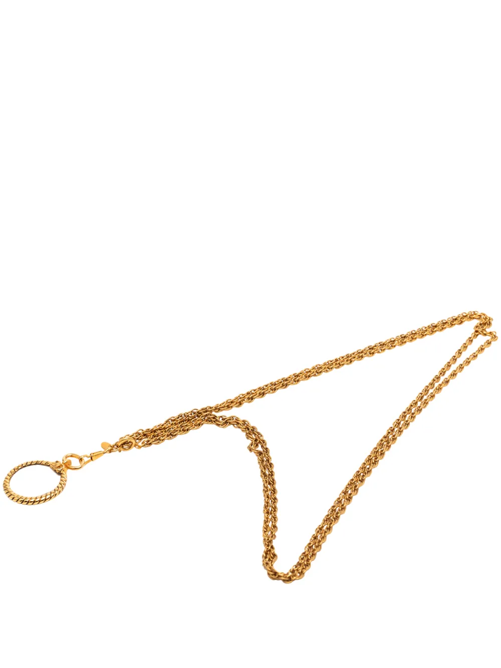 CHANEL Pre-Owned 1970-1980 Gold Plated Double Chain Loupe Magnifying Glass Pendant Necklace costume necklace - Oro