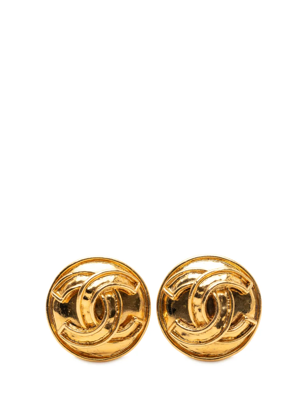 CHANEL Pre-Owned 1994 CC Gold Plated Round Clip on Earrings costume earrings - Oro