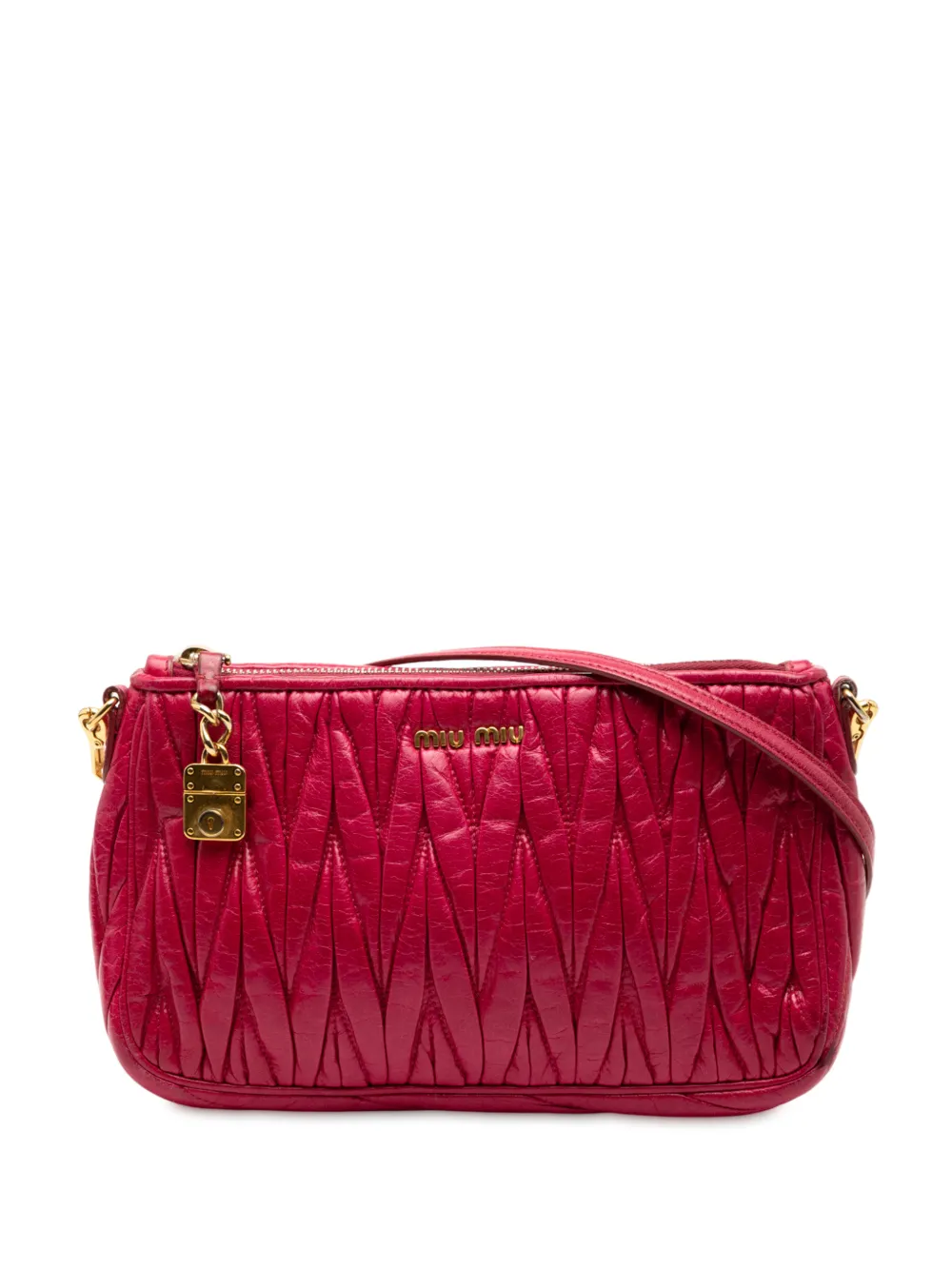 Pre-owned Miu Miu 2010-2025 Matelasse Leather Shoulder Bag In Pink