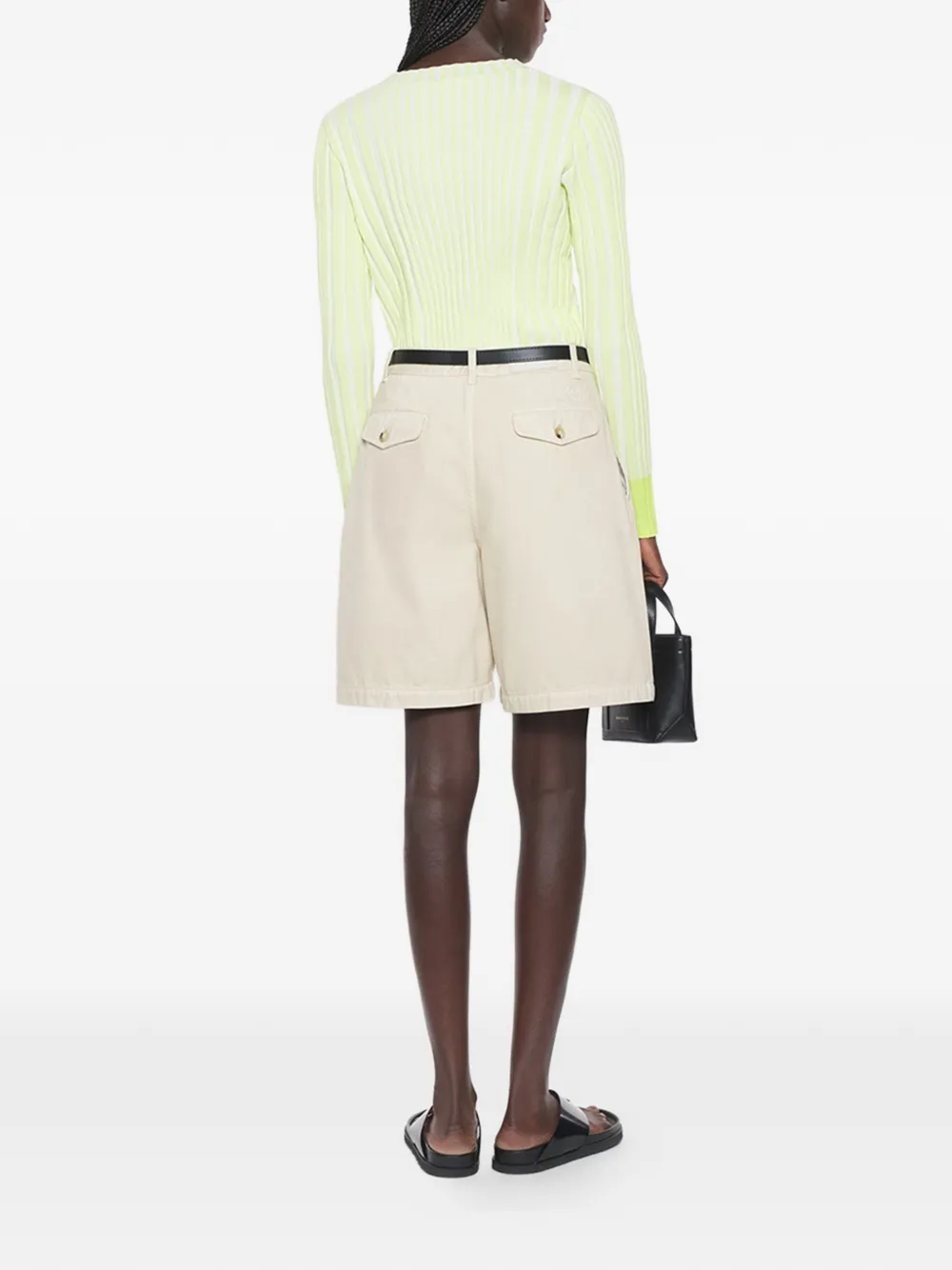 Maison Kitsuné Gestreepte trui met logo Geel