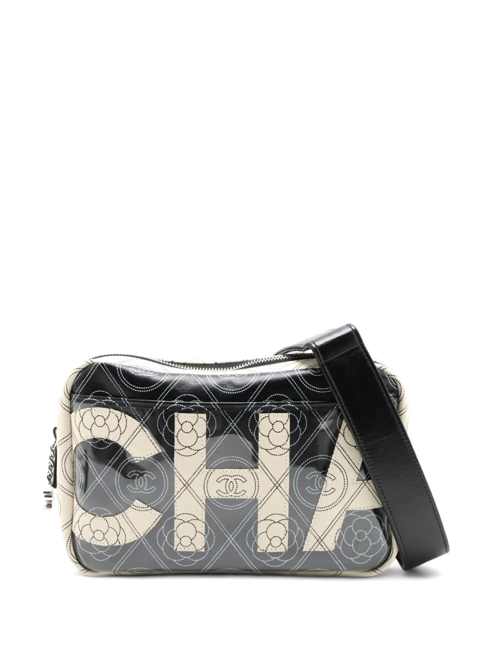 CHANEL Pre-Owned 2018 Coated Canvas Camellia Logo Camera Bag crossbody bag - Bianco