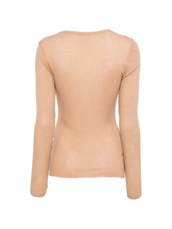 James Perse Ribbed Henley Top | Neutrals | FARFETCH SG