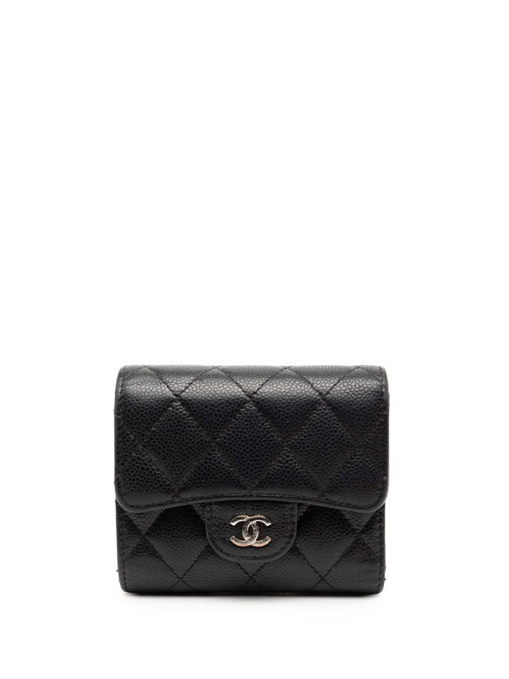 CHANEL Pre-Owned 2020 Classic Caviar Trifold Flap Wallet small wallets - Nero