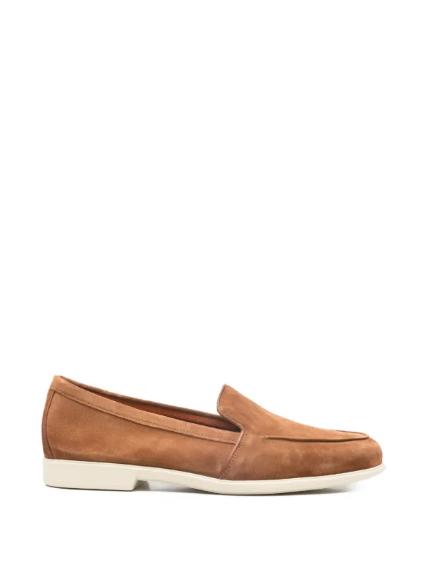 Santoni Malibu Contrasting-sole Loafers in Brown