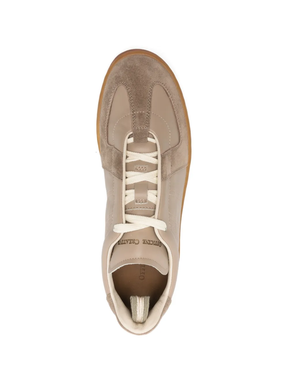 Officine Creative Militia suede panelled low-top sneakers Beige