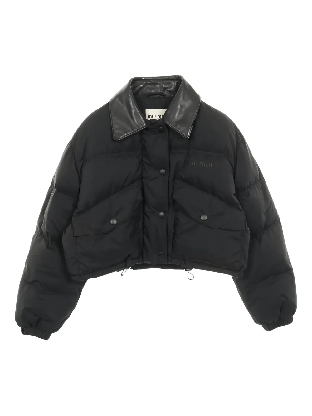 Miu Miu Pre-Owned 2000s logo leather down jacket - Nero