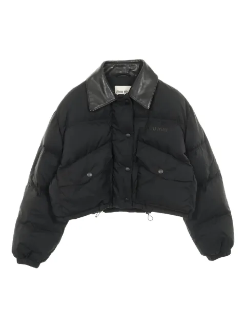 Miu Miu Pre-Owned 2000s logo leather down jacket