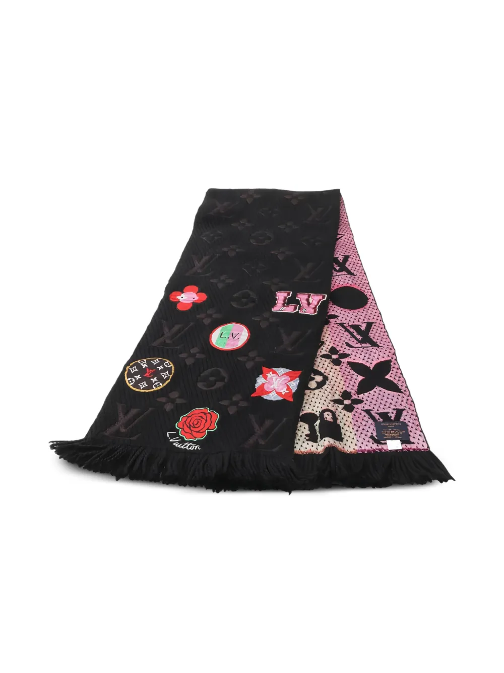 Louis Vuitton Pre-Owned 2018 Logomania fringed-hem scarf - Nero