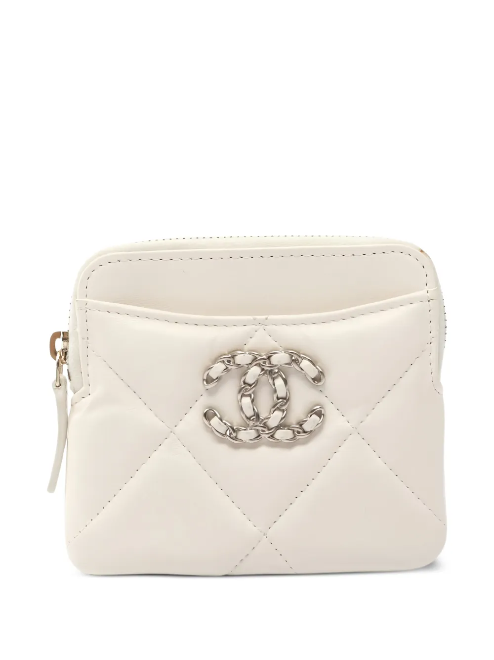 CHANEL Pre-Owned 2020s chain logo coin purse - Toni neutri