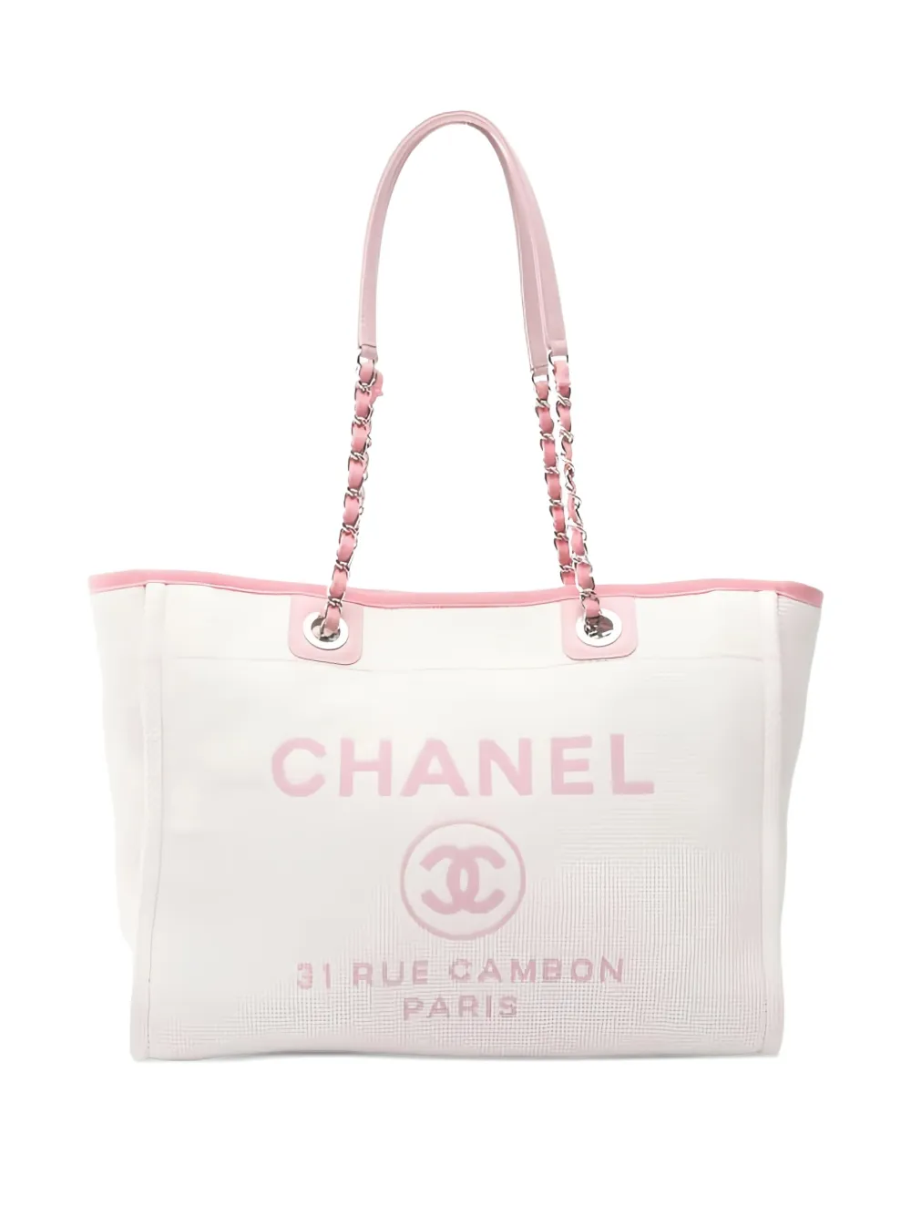 CHANEL Pre-Owned 2015-2016 chain canvas tote bag - Toni neutri