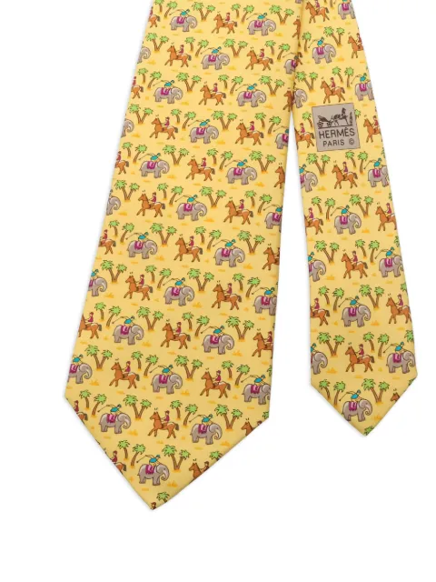 Hermès Pre-Owned 2010s horse elephant-print tie