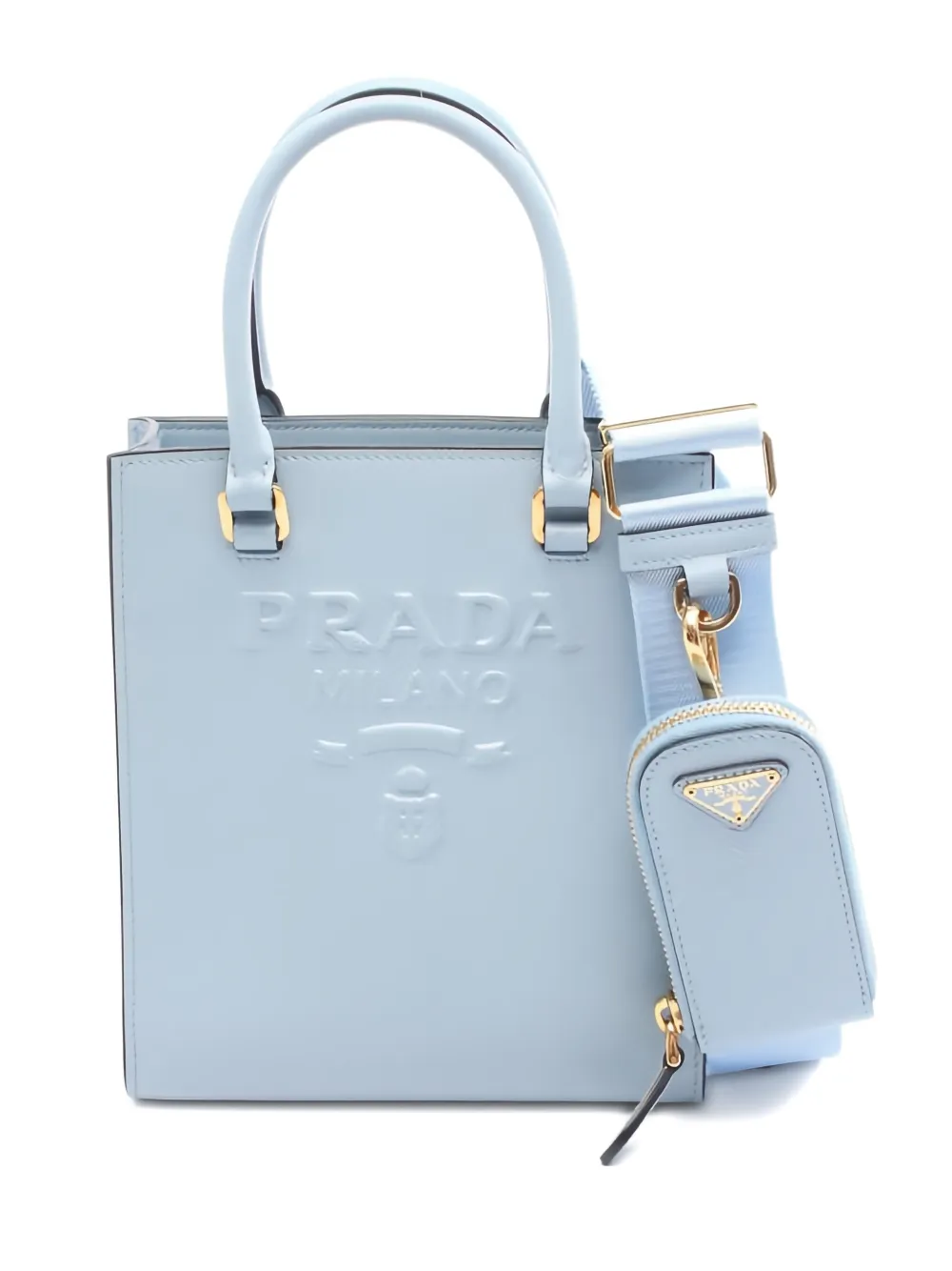 Prada Pre-Owned 2010s embossed-logo leather tote bag - Blu