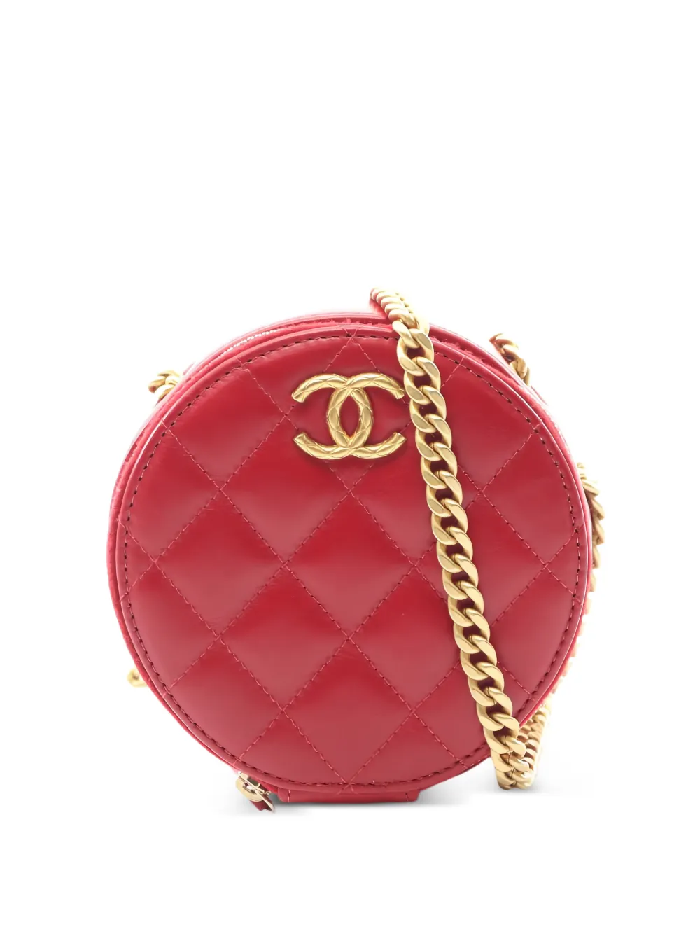 CHANEL Pre-Owned 2020s round matelassé shoulder bag - Rosso