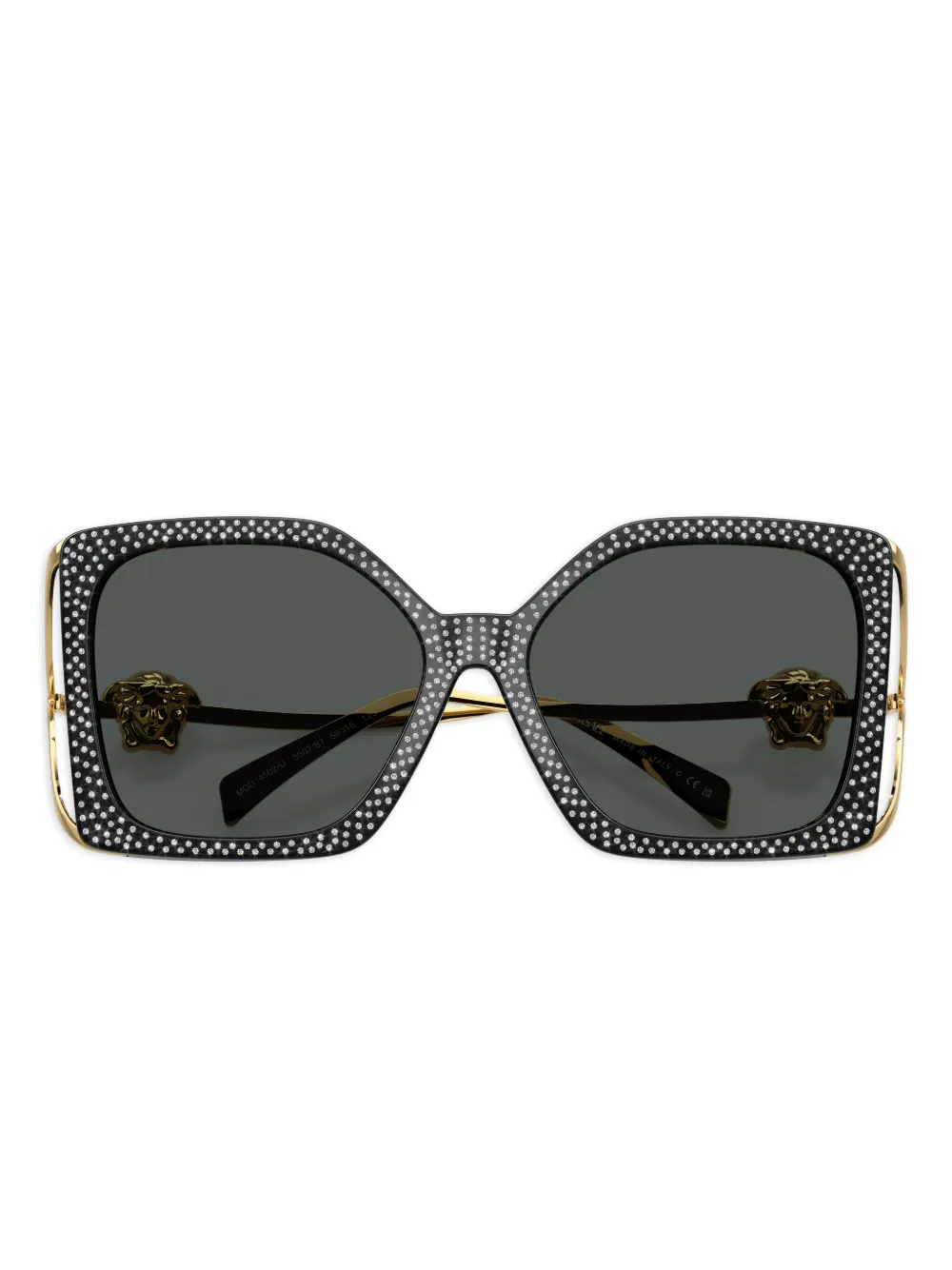 Versace Eyewear Occhiali da sole squadrati con cristalli - Nero