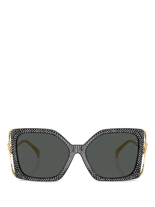 Square Frame Sunglasses with Crystal Detail Amazon.com: FEISEDY Women Sparkling Crystal Sunglasses  main image 4