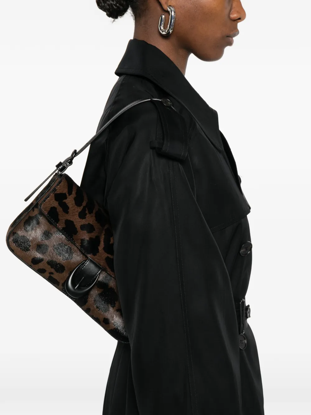 STAUD leopard-pattern buckle-detail shoulder bag - Bruin