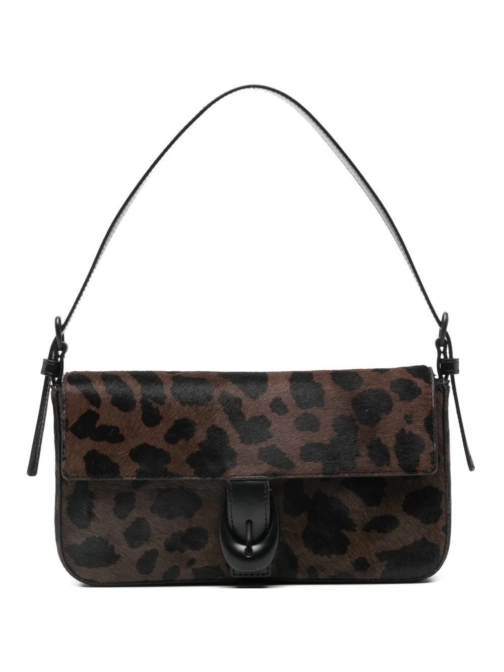 STAUD leopard-pattern buckle-detail shoulder bag - Brown