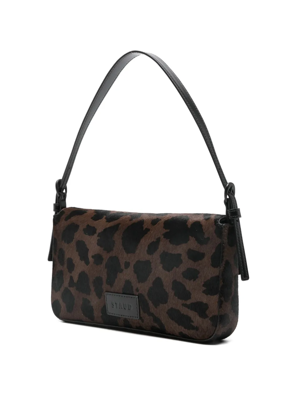 STAUD Schoudertas met luipaardprint en gespdetail Bruin