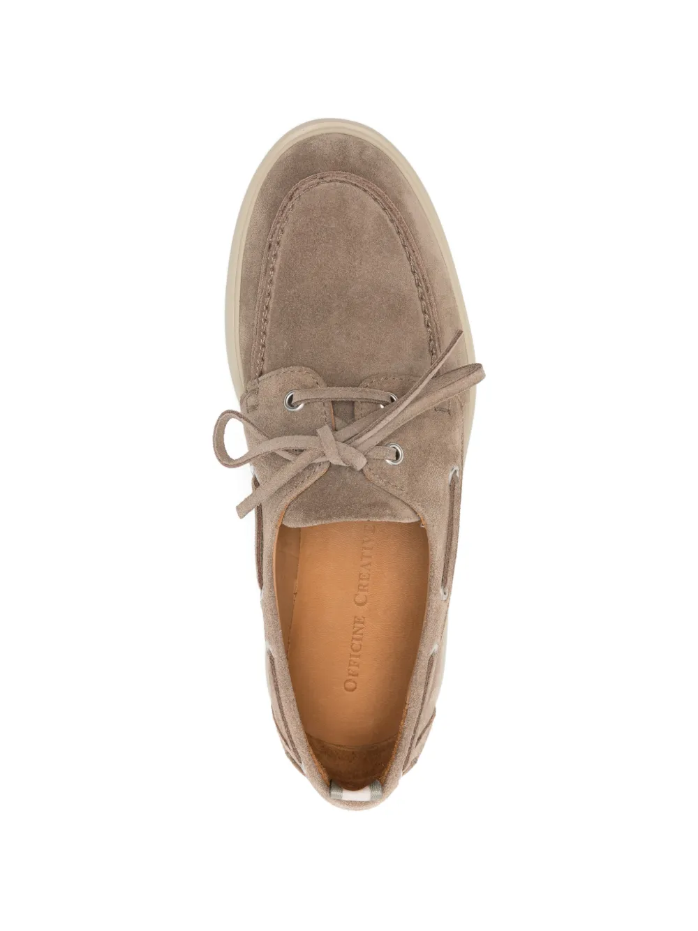 Officine Creative Bones lace-up boat shoes Beige