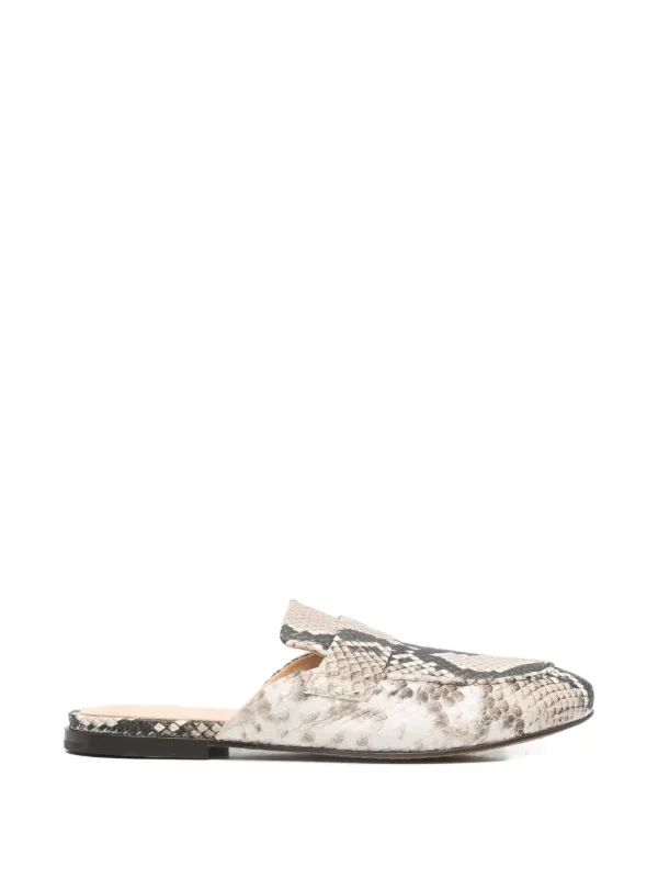 Officine Creative Blair Snakeskin-effect Flat Mules in Neutrals