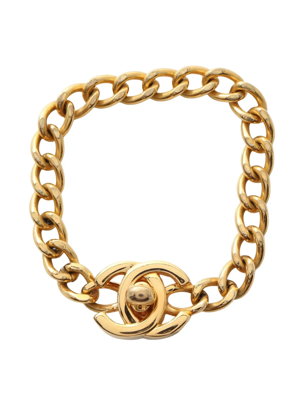 CHANEL Pre-Owned 1986-1988 Coco mark chain bracelet - Oro