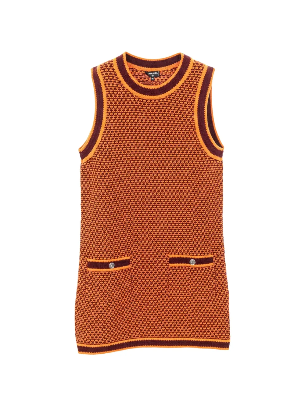 CHANEL Pre-Owned 1986~1988 sleeveless knit mini dress - Orange