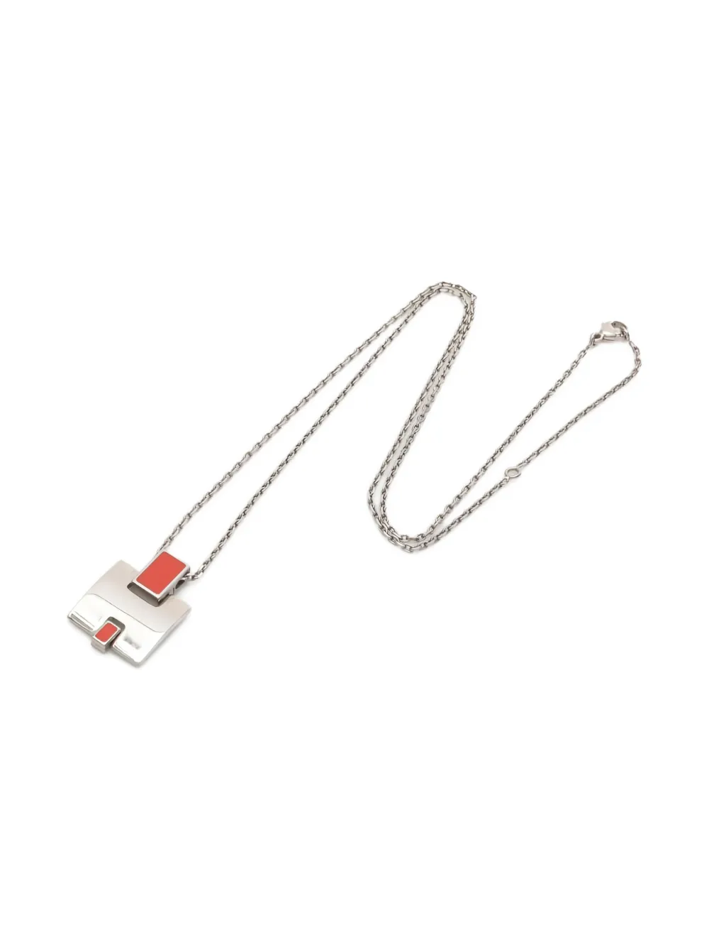 Hermès Pre-Owned 2010s Eileen square-pendant necklace - Argento