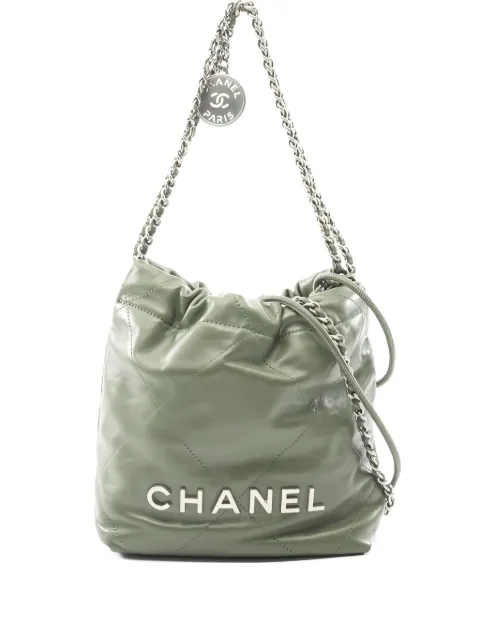 CHANEL Pre-Owned 2020s mini Chanel 22 quilted leather bucket bag