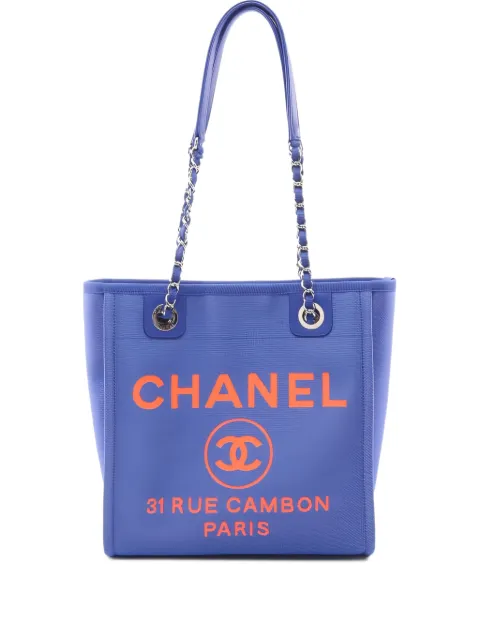 CHANEL Pre-Owned 2021-2022 PM Deauville logo-lettering chain tote bag