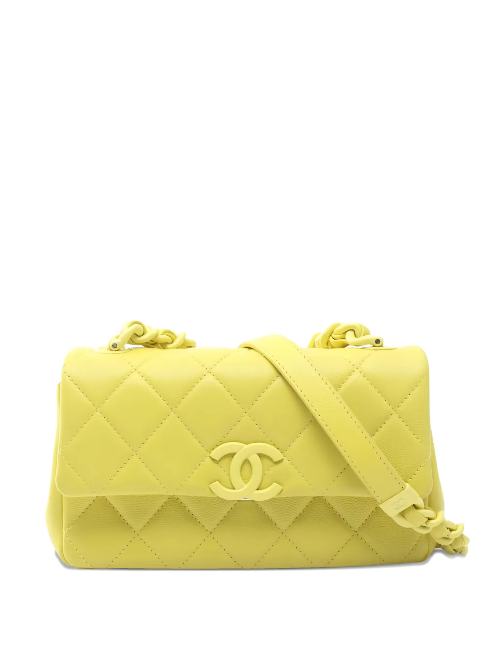 CHANEL Pre-Owned 2020-2021 quilted chain-strap shoulder bag - Giallo