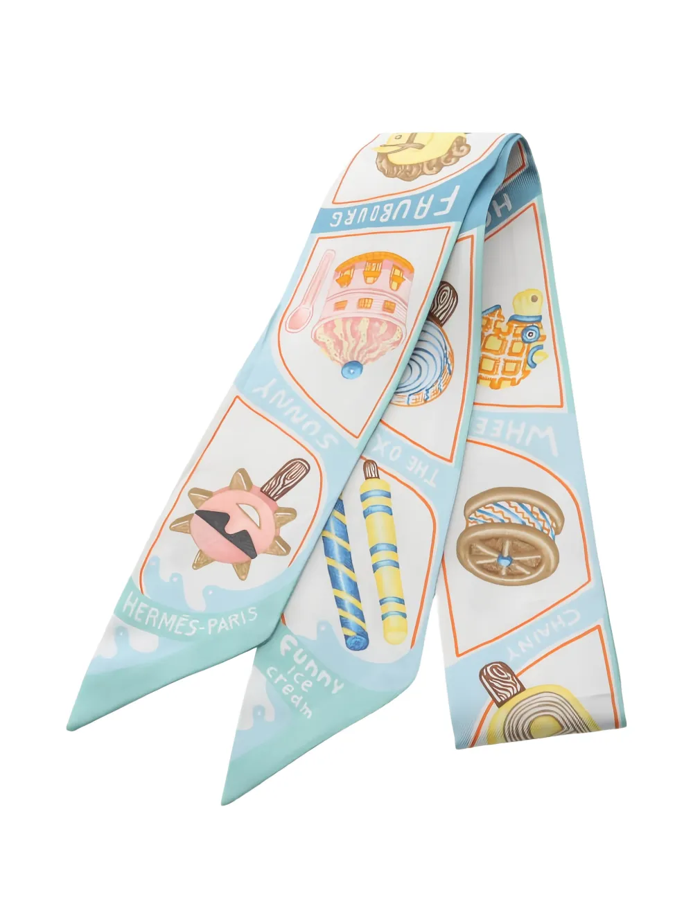 Hermès Pre-Owned 2010s Funny Ice Cream ribbon scarf - Bianco