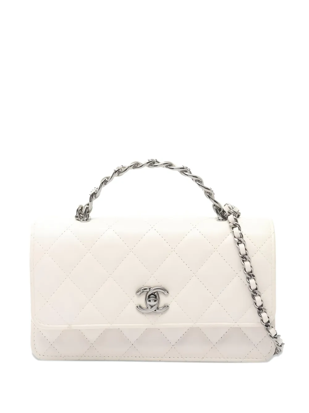 CHANEL Pre-Owned 2020s Matelassé phone case shoulder bag - Neutrals