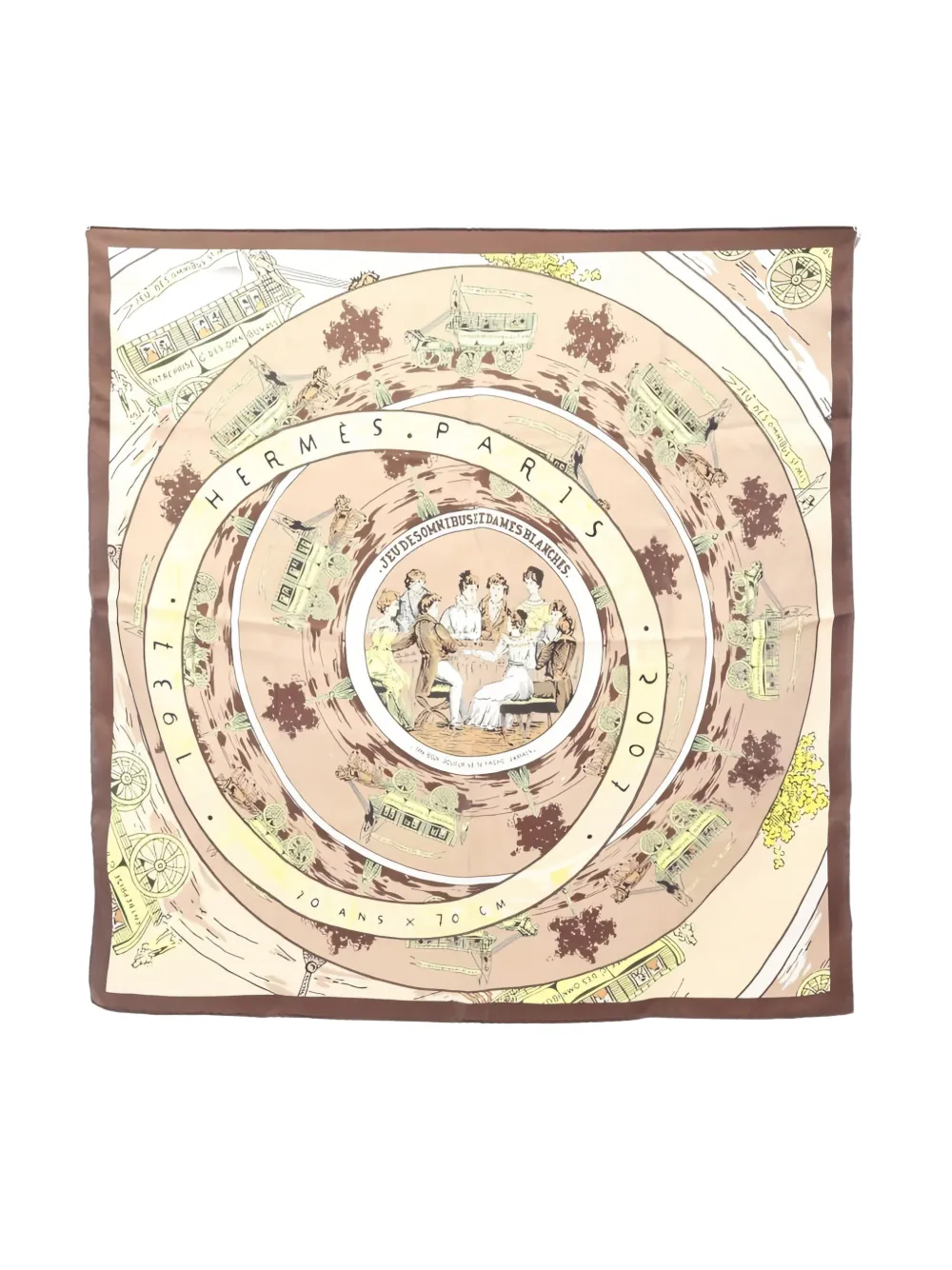 Hermès Pre-Owned 2000s Jeu Des Omnibus Et Dames Blanches scarf | tons neutres | Image 1