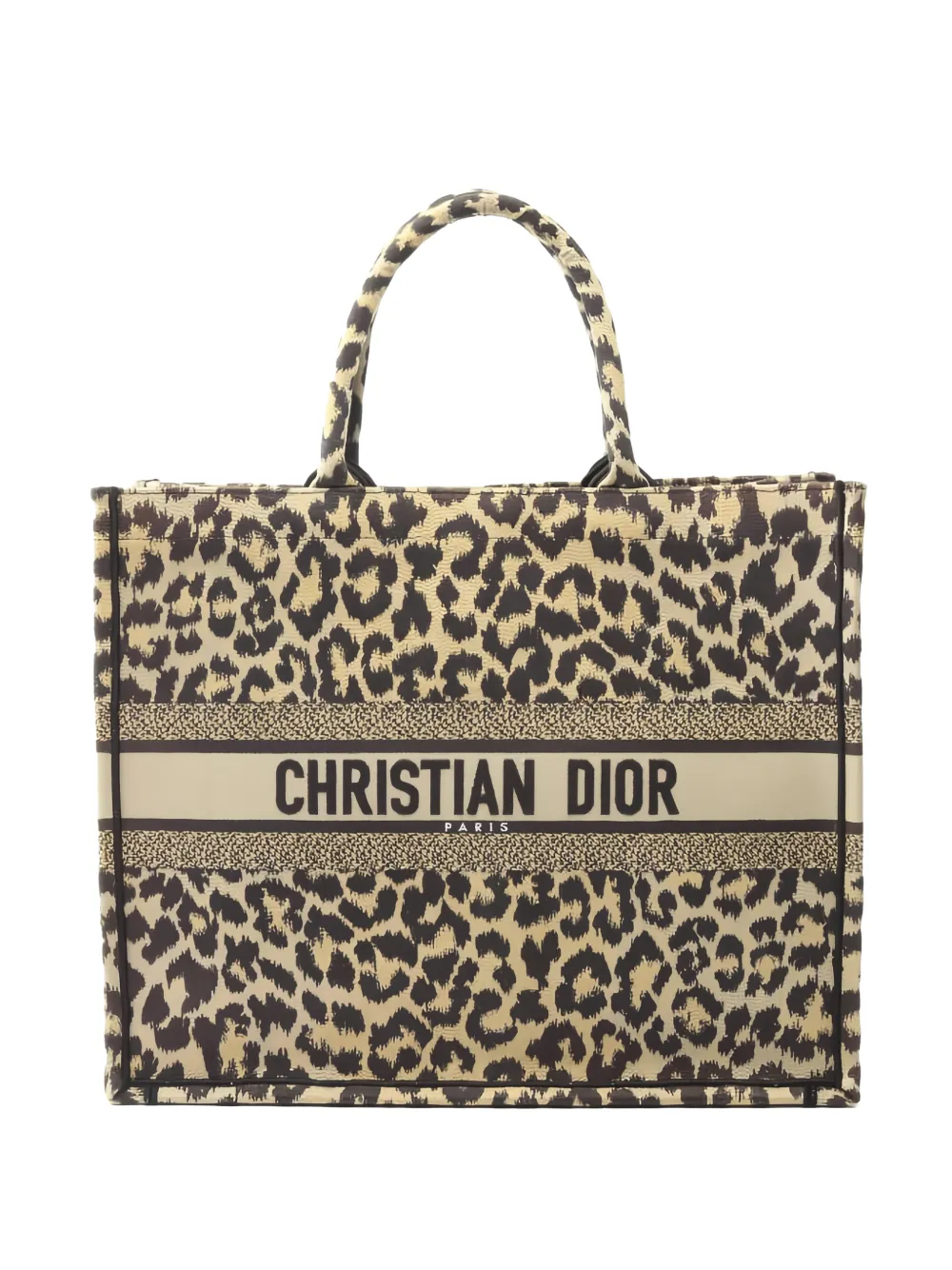 Christian Dior Pre-Owned 2010s book leopard canvas tote bag - Nude