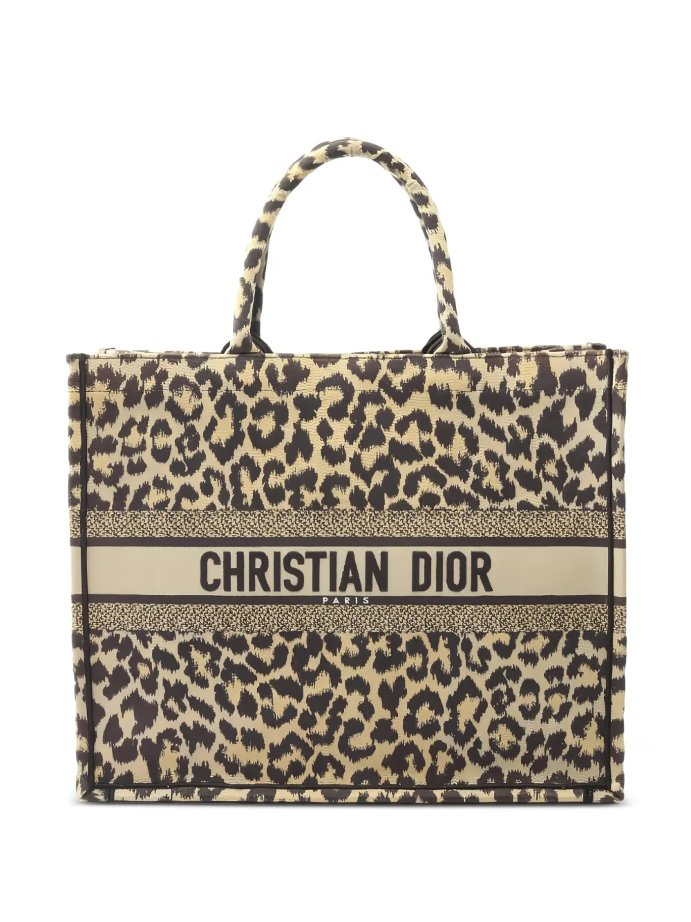 Christian Dior Pre-Owned 2010s book leopard canvas tote bag - Nude