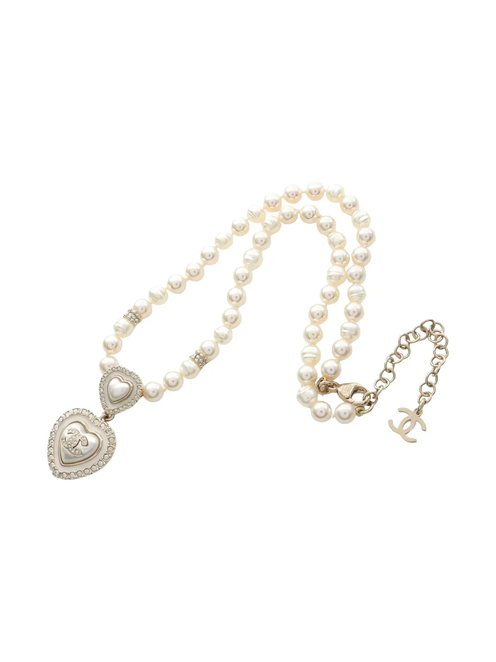 CHANEL Pre-Owned 1986-1988 Coco Mark heart pearl necklace - Toni neutri