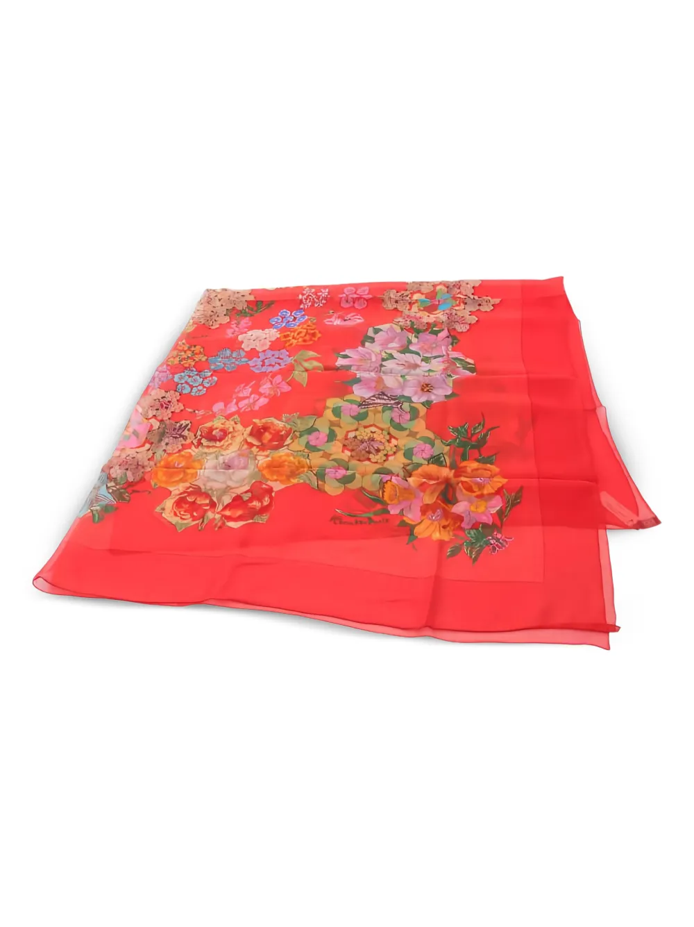 Hermès Pre-Owned 1920s floral silk scarf - Rosso