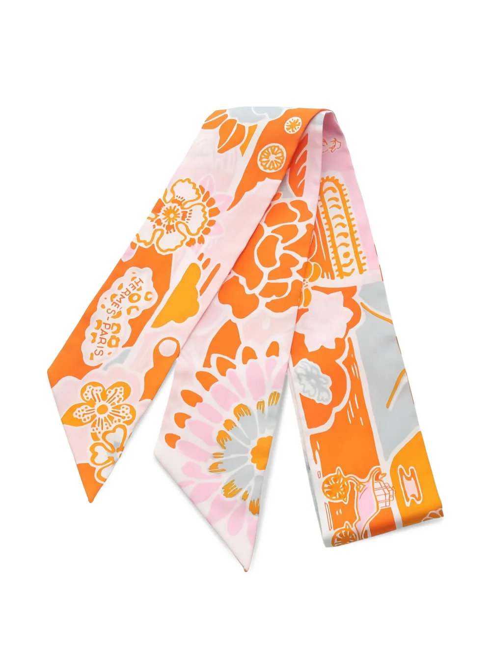 Hermès Pre-Owned 2010s Bingata ribbon silk scarf - Arancione