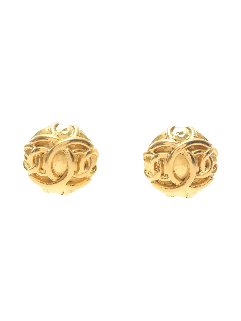 CHANEL Pre-Owned 1986-1988 interlocking-CC logo earrings - Gold