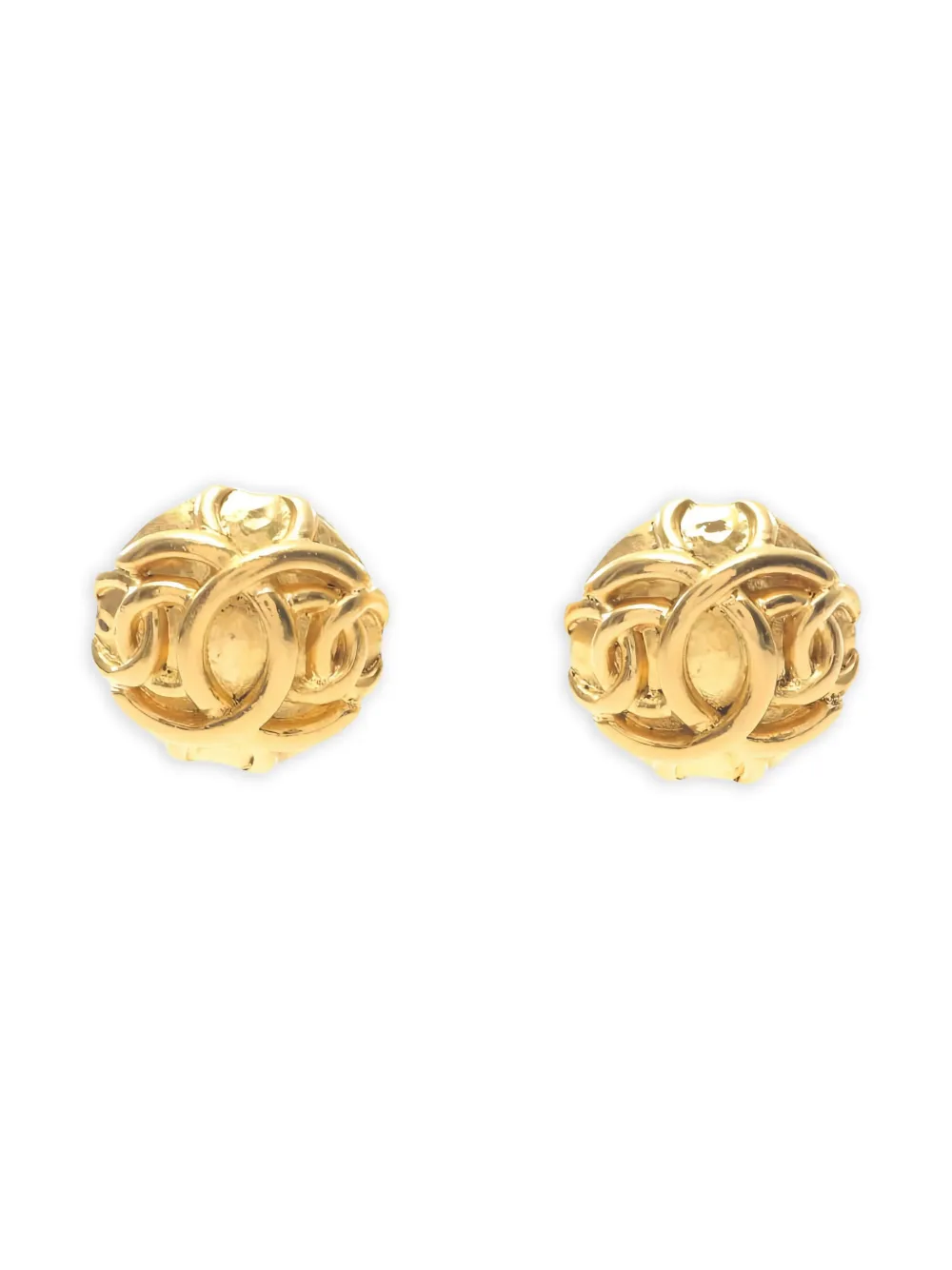 CHANEL Pre-Owned 1986-1988 interlocking-CC logo earrings - Gold