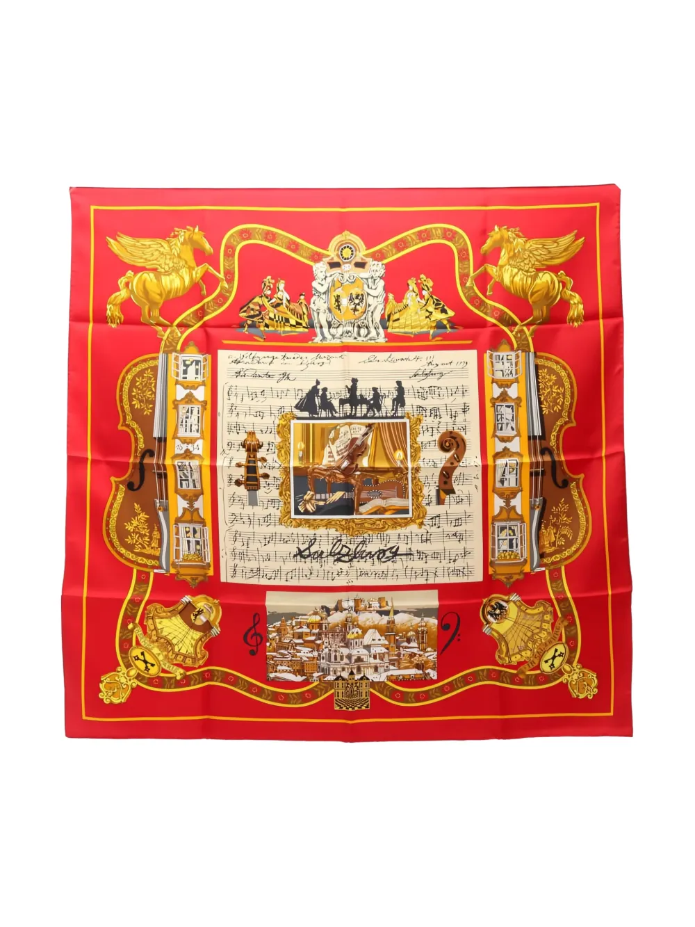 Hermès Pre-Owned 2010s 90 Salzburg-graphic scarf - Rosso