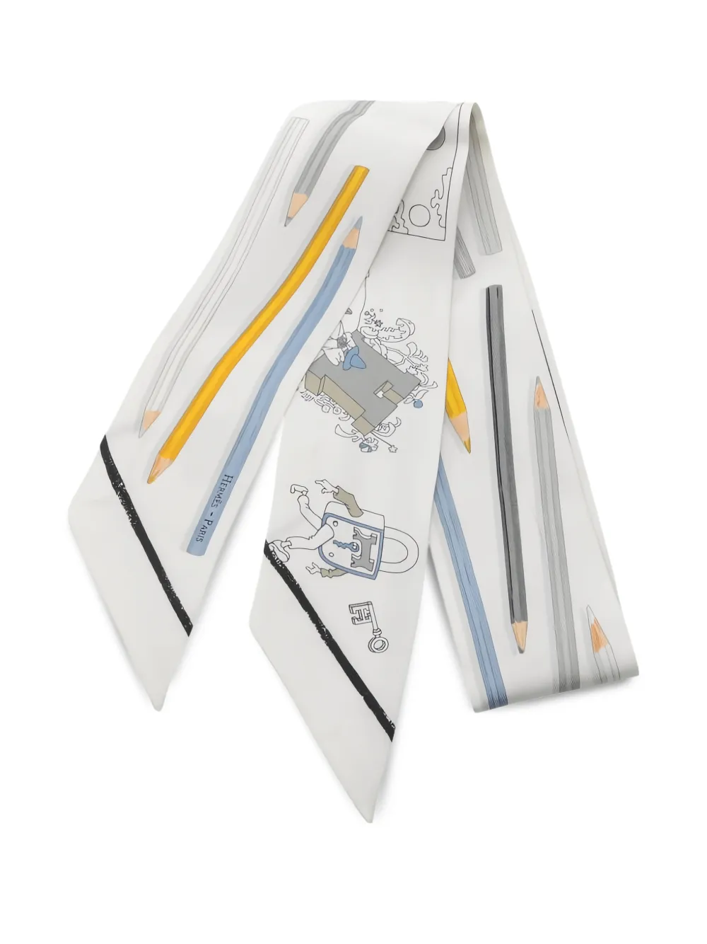 Hermès Pre-Owned 2010s A Vos Crayons ribbon scarf - Bianco