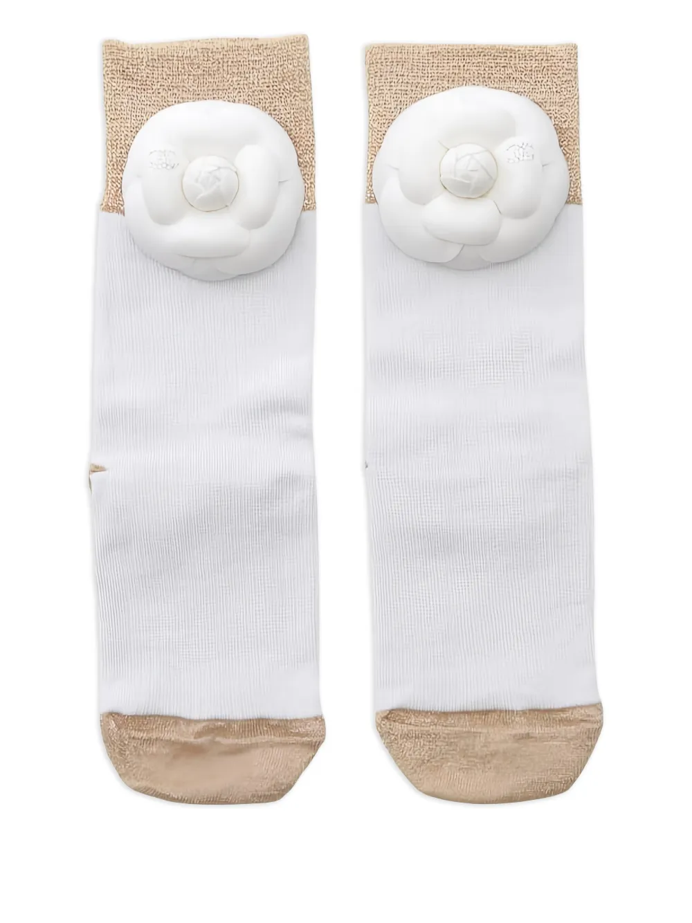 CHANEL Pre-Owned 1986-1988 Camellia socks - Bianco