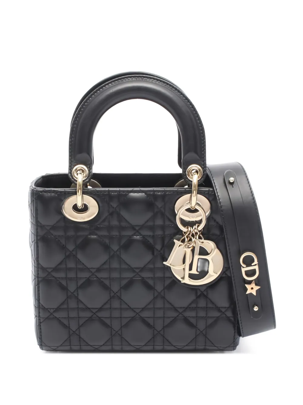 Christian Dior Pre-Owned 2010s small Lady Dior quilted tote ag - Nero